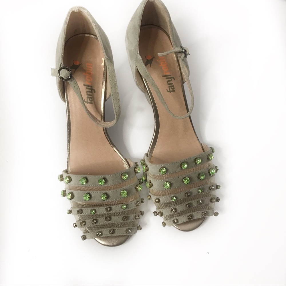 Jeweled wedge heels